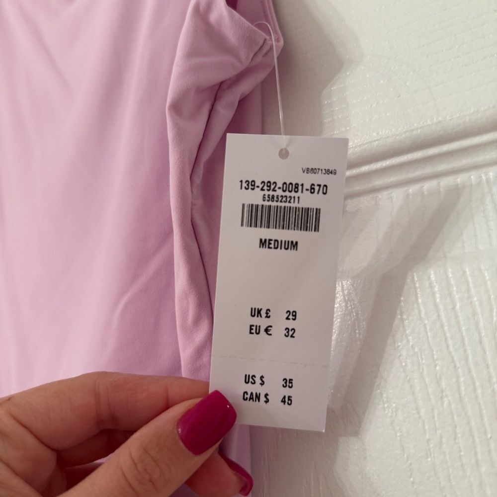 Abercrombie & Fitch Pink Fitted High Neck Top - Picture 2 of 4